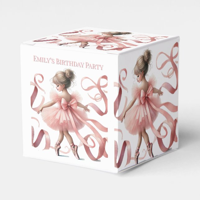Tutu Cute | Enchanted Ballerina Birthday Party Favor Boxes (Front Side)