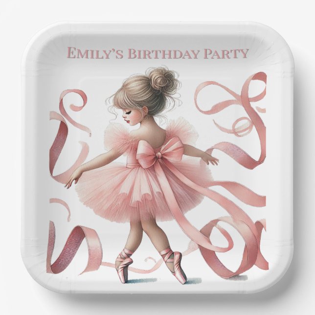 Tutu Cute | Enchanted Ballerina Birthday Party Paper Plates (Front)