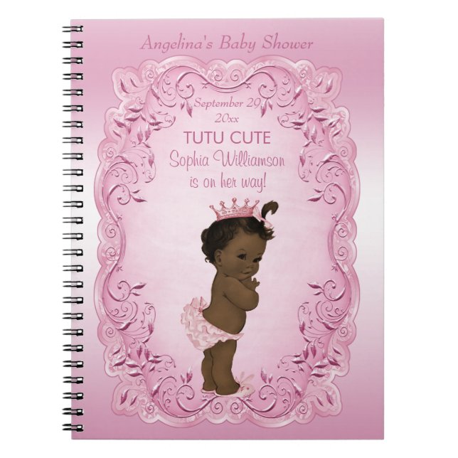 Tutu Cute Ethnic Princess Baby Shower Guest Book (Front)
