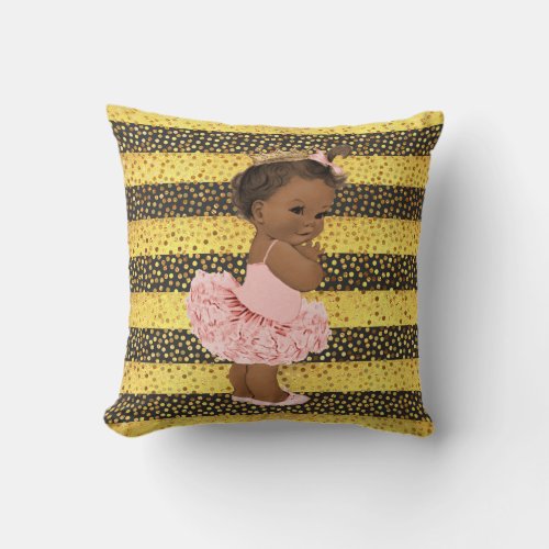 Tutu Cute Ethnic Princess Ballerina Stripes Dots Throw Pillow