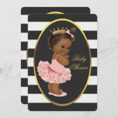 Tutu Cute Ethnic Princess Black White Stripes Invitation (Front/Back)