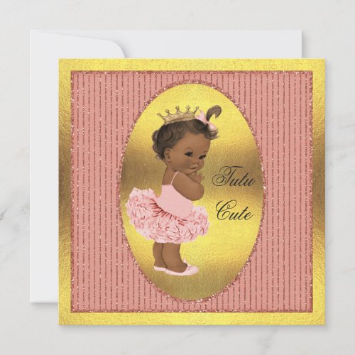 Tutu Cute Ethnic Princess Faux Gold Foil Glitter Invitation