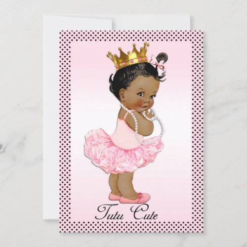 Tutu Cute Ethnic Princess Pearls Polka Dots Invitation
