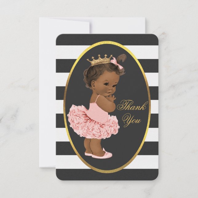 Tutu Cute Ethnic Princess Stripes Thank You Card (Front)