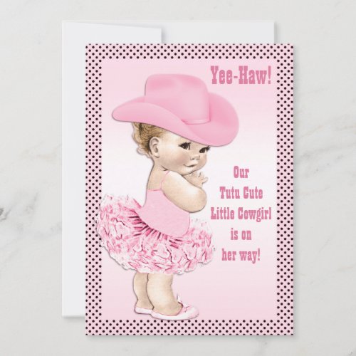Tutu Cute Little Cowgirl Baby Shower Invitation
