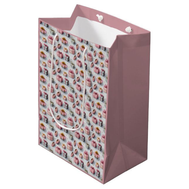 Tutu Cute Pink Ballerina Birthday Medium Gift Bag (Front Angled)