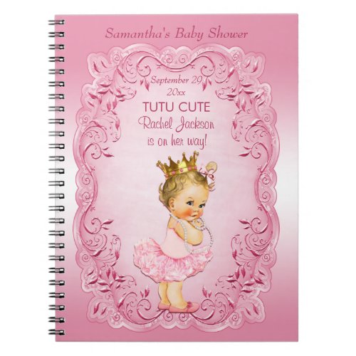 Tutu Cute Pink Princess Baby Shower Guestbook Notebook