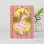 Tutu Cute Princess Faux Gold Foil Confetti Glitter Invitation (Standing Front)