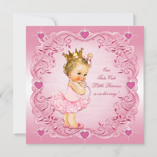 Tutu Cute Princess Love Hearts Baby Shower Invitation (Front)