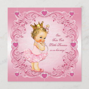Tutu Cute Princess Love Hearts Baby Shower Invitation
