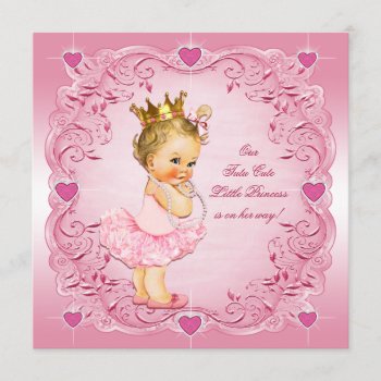 Tutu Cute Princess Love Hearts Baby Shower Invitation by GroovyGraphics at Zazzle