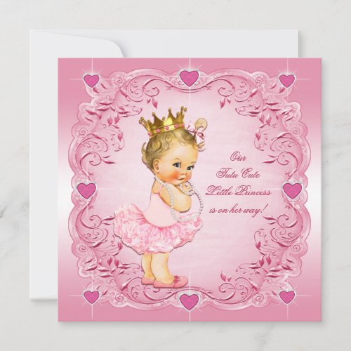 Tutu Cute Princess Love Hearts Baby Shower Invitation