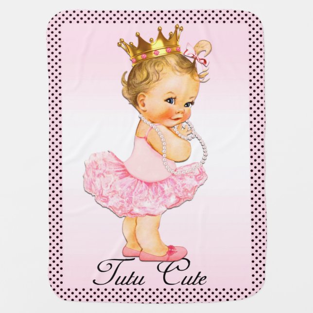 Tutu Cute Princess Polka Dots Double Sided Baby Blanket (Front)