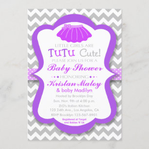 Tutu Cute Purple Baby Shower Invitation