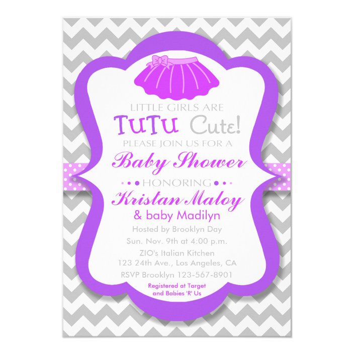 tutu cute baby shower invitations