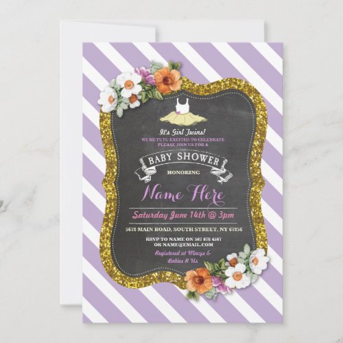 Tutu Cute Purple Lilac Ballet Baby Shower Invite