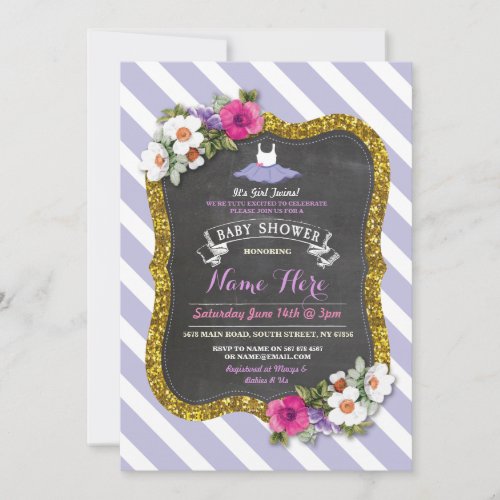 Tutu Cute Purple Lilac Ballet Baby Shower Invite