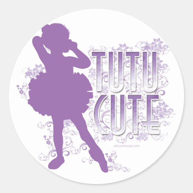 Tutu Cute (Violet) Classic Round Sticker (Front)