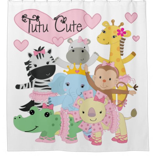 Tutu Cute Zoo Animals Ballerinas Shower Curtain