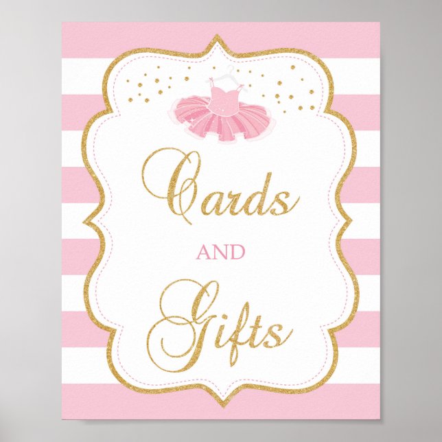 Tutu dress baby shower cards and gifts sign (Front)