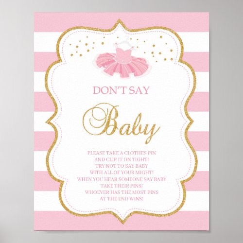 Tutu dress dont say baby game sign pink gold