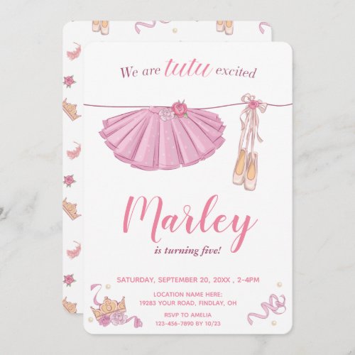 Tutu Excited Ballerina Any Age Birthday Party Invitation