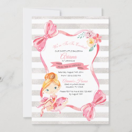 Tutu Excited Ballerina Birthday Invitation