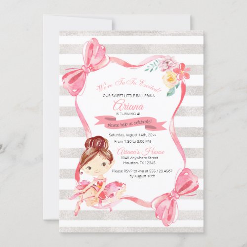 Tutu Excited Ballerina Birthday Invitation