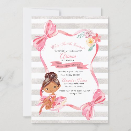 Tutu Excited Ballerina Birthday Invitation