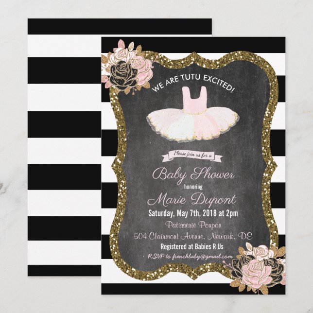 Tutu Excited Tutu Baby Shower Invitation (Front/Back)
