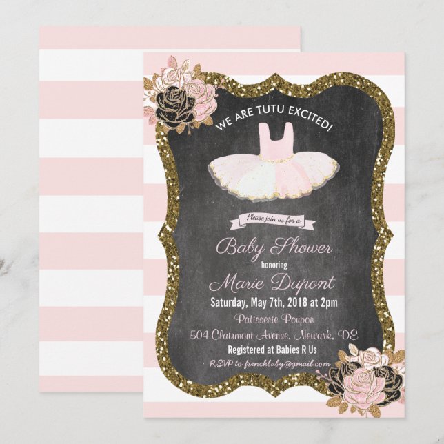 Tutu Excited Tutu Baby Shower Invitation (Front/Back)