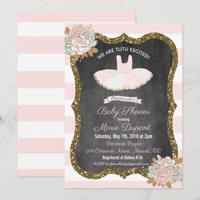 Tutu Excited Tutu Baby Shower Invitation (Front/Back)