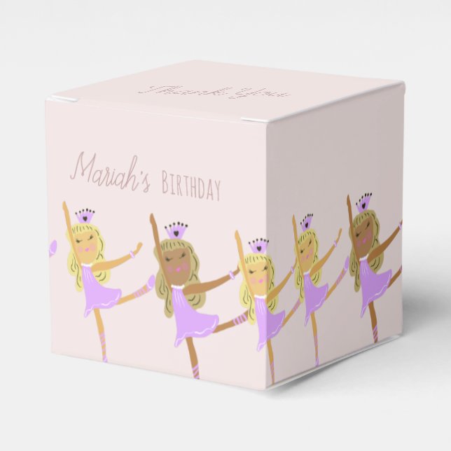  Tutu Girl's Birthday Ballerinas Pink Favor Box (Front Side)