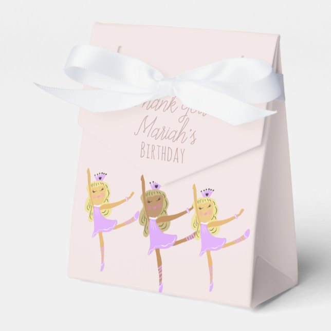  Tutu Girl's Birthday Ballerinas Pink Favor Box (Front Side)