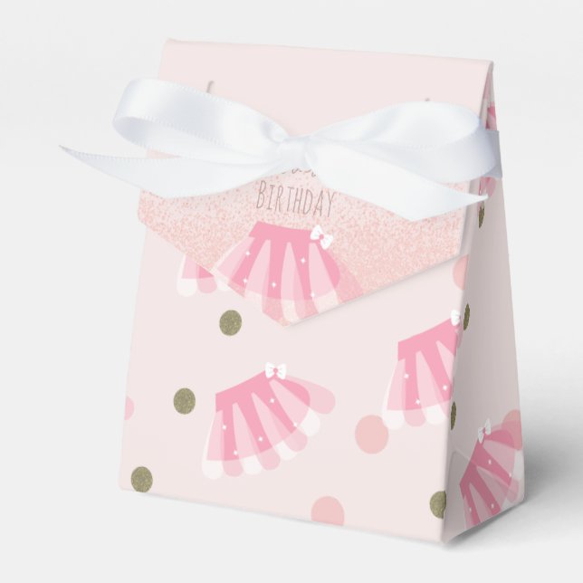 Tutu Girl's Birthday Turning Two Glitter  Pink Favor Boxes (Front Side)