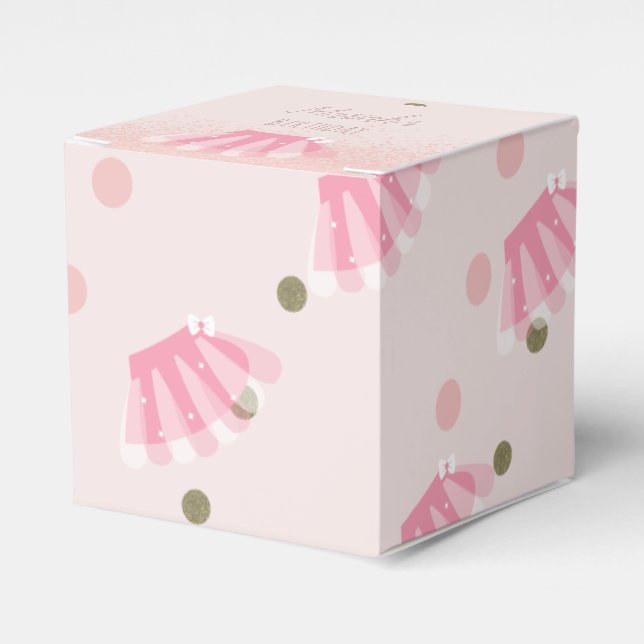  Tutu Girl's Birthday Turning Two Glitter  Pink  Favor Boxes (Front Side)