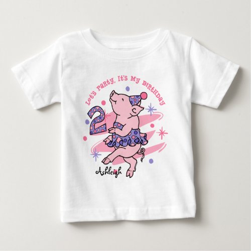 Tutu Piggy 2nd Birthday Custom Baby T_Shirt