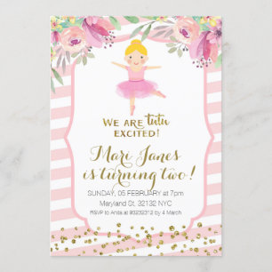 tutu pink girl birthday invitation