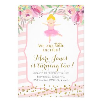 tutu pink girl birthday invitation