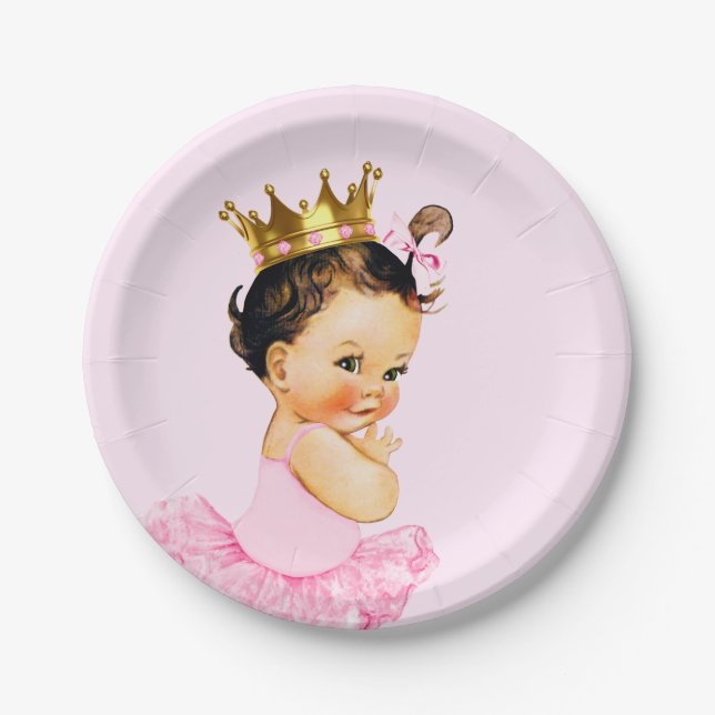 Tutu Princess Ballerina Baby Shower Paper Plates (Front)