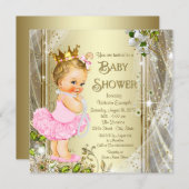 Tutu Princess Pink Gold Baby Shower Invitation (Front/Back)
