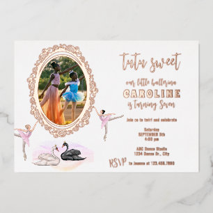 Tutu Sweet Ballerina Ballet Swans Birthday Party Foil Invitation