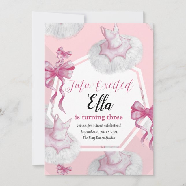 Tutu Sweet Birthday Invitation Card (Front)
