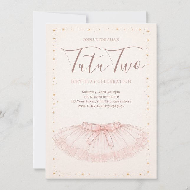 Tutu Two Birthday Invitation (Front)