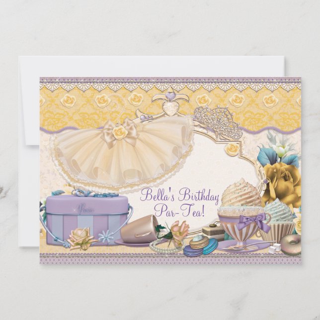dress up tea party birthday invitations Fairies and Pixies Magical Dress Up Tea Party Birthday Printed Invitat main image 0