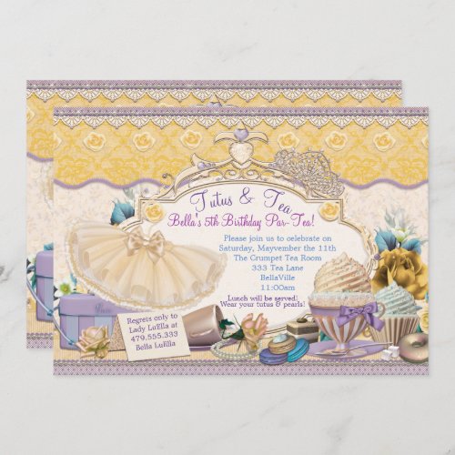 Tutus and Tea Party Girls Dress Up Invitation