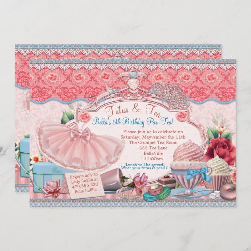 Tutus and Tea Party Girls Dress Up Invitation