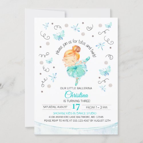 Tutus and Twirls Ballerina Birthday Invitation