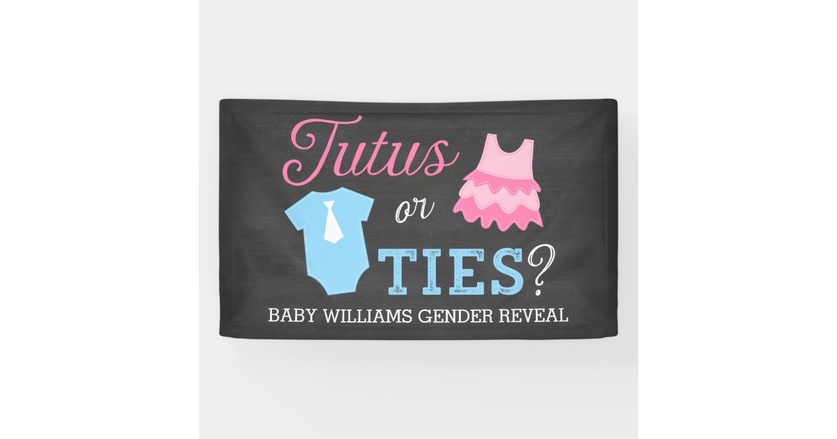 Tutus Or Ties Gender Reveal Party Baby Shower Banner Zazzle Com