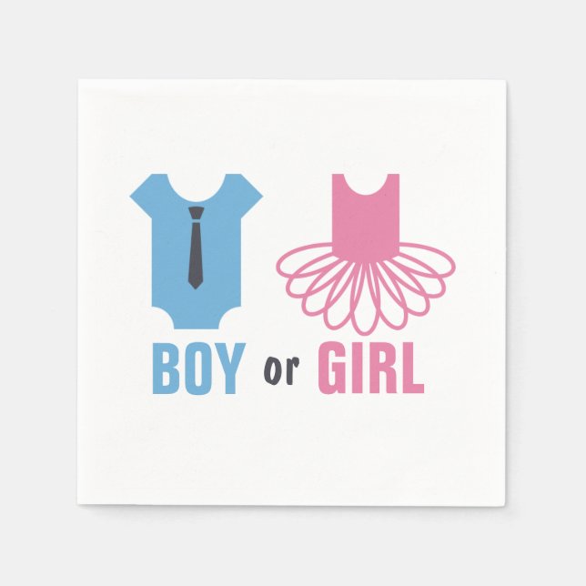 Tutus or Ties Gender Reveal Party Napkins (Front)